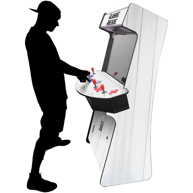 White Wood Grain 4P Slim Stand Up Arcade Machine