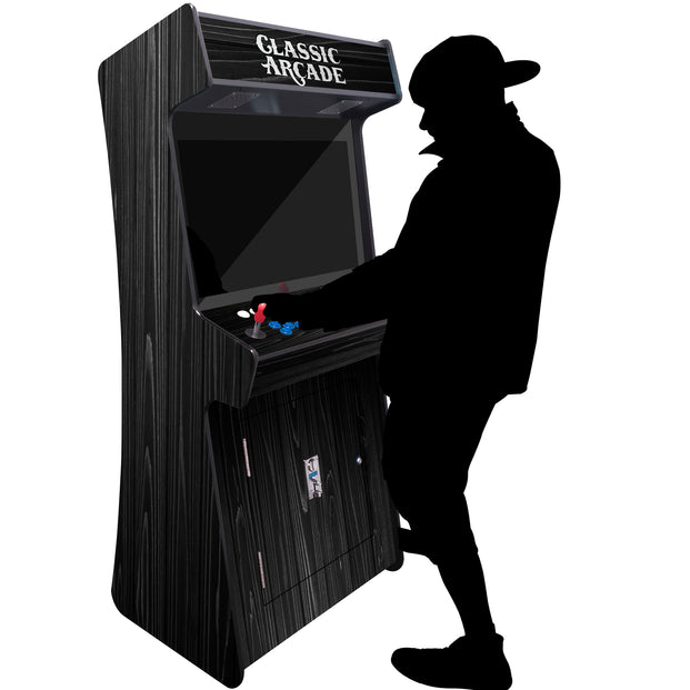 Person Playing Game 2P Slim Stand Up Arcade Machine