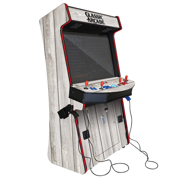 Classic Arcade Machine With A Light Wood Grain