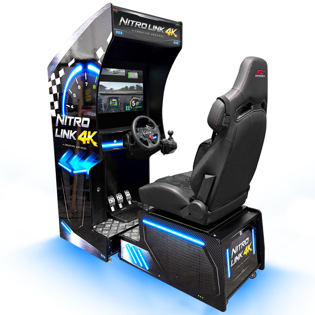 NEW Nitro Link 4K Racing Simulator Arcade Machine with Neon Cabinet Lights, Racing Simulators, Creative Arcades