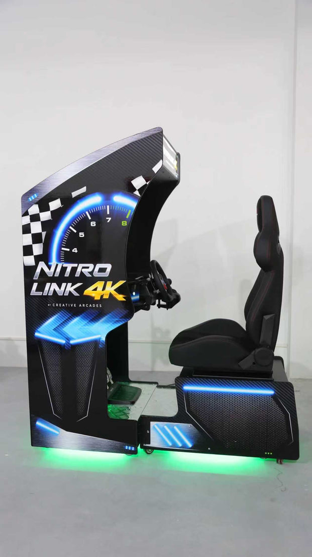 NEW Nitro Link 4K Racing Simulator Arcade Machine with Neon Cabinet Lights, Racing Simulators, Creative Arcades