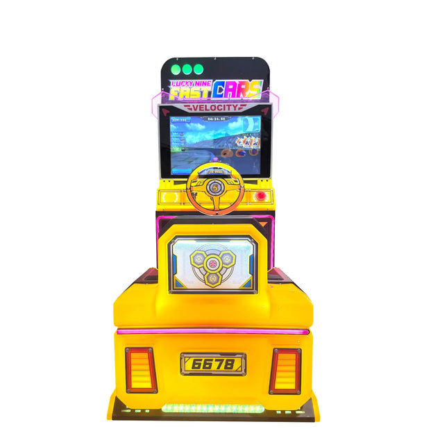 Lucky Nine Fast Cars™ Mini Kid Friendly Sit Down Racing Arcade Machine, Racing Simulators, Creative Arcades