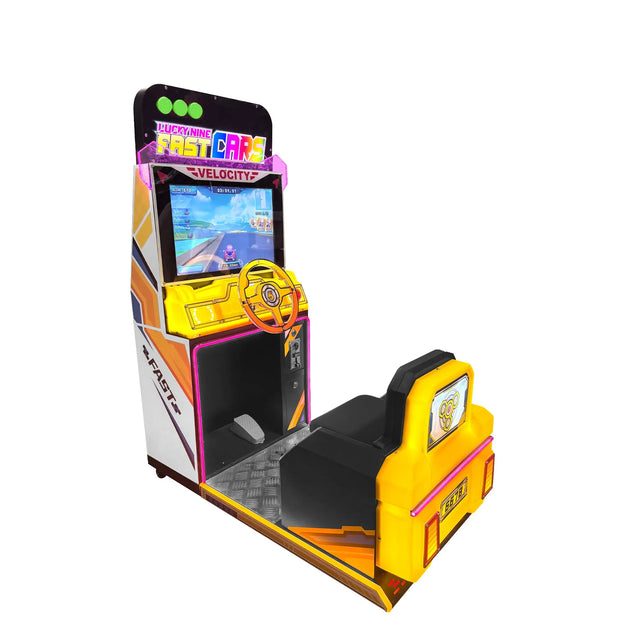Lucky Nine Fast Cars™ Mini Kid Friendly Sit Down Racing Arcade Machine, Racing Simulators, Creative Arcades