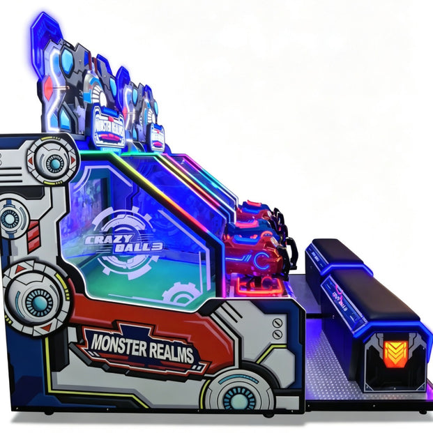 Monster Realm Kid Friendly Shooting Arcade with LED Cabinet Lights, Amusement Arcade, Creative Arcades