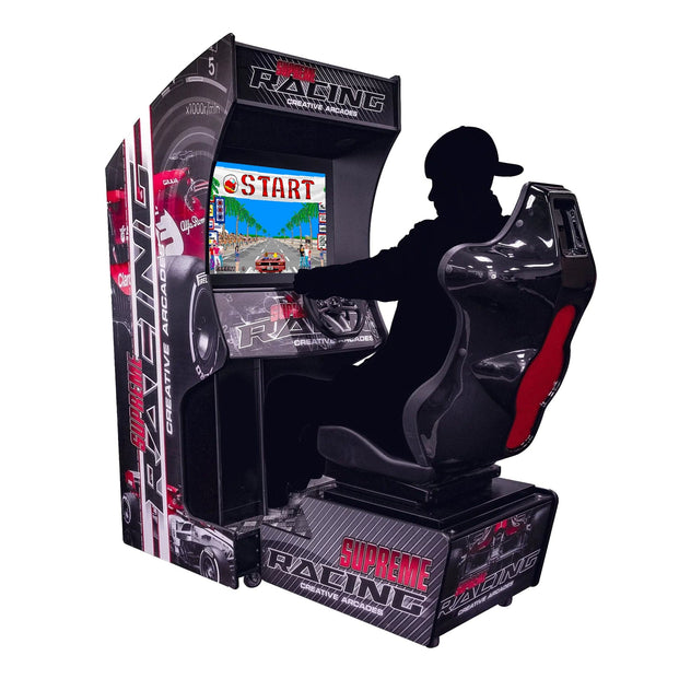 Person playing racing arcade