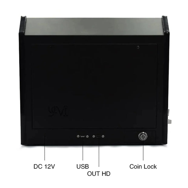 Black electronic device with ports
