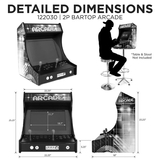 Dimensions Of The Creative Arcades Short Pub Cocktail Arcade Machine