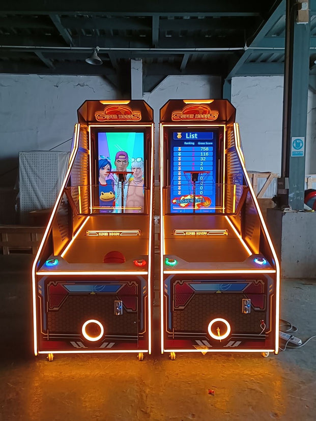 Super Hoopsâ„¢ Basketball Arcade with Digital Back Board and Neon Lights, Basketball Shoot Out, Creative Arcades