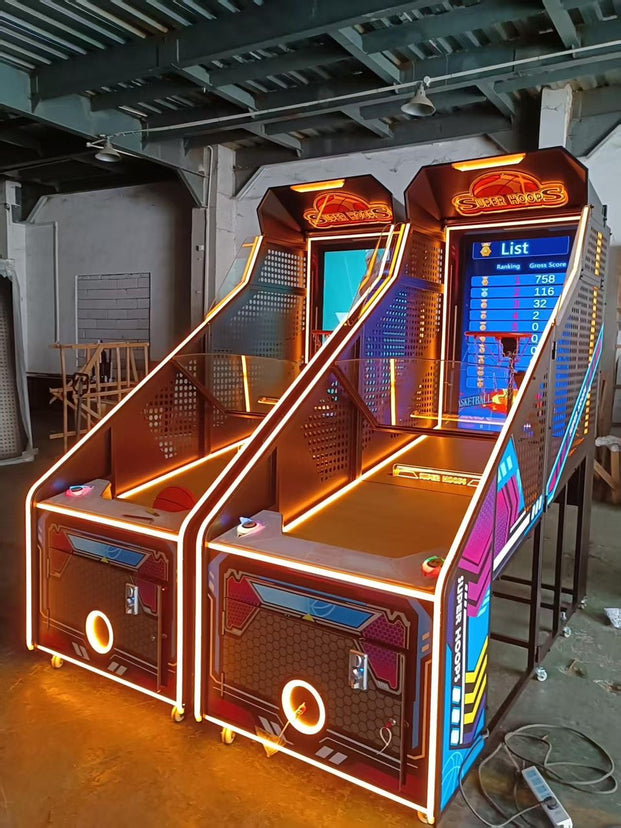 Super Hoopsâ„¢ Basketball Arcade with Digital Back Board and Neon Lights, Basketball Shoot Out, Creative Arcades