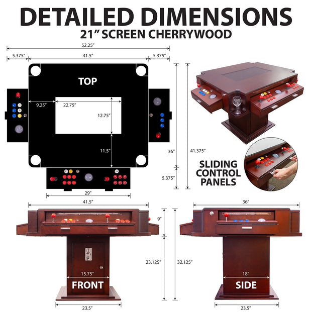 Detailed Dimensions Screen Arcade Cherrywood