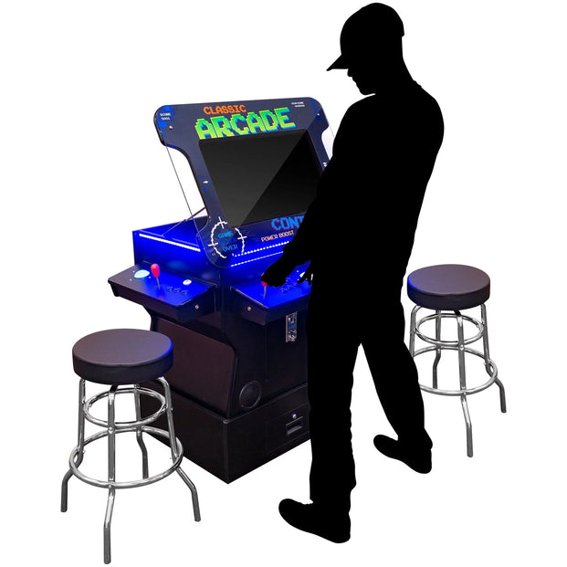 Silhouette Of A Person Playing A Classic Aracde