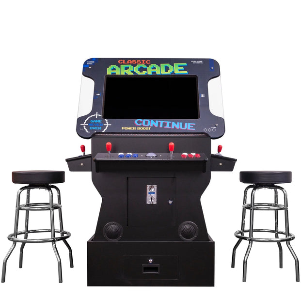 Creative Arcades Cocktail Arcade Machine With Two Bar Stools