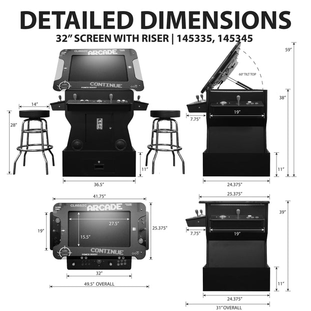 Detailed Dimension Arcade Base Riser