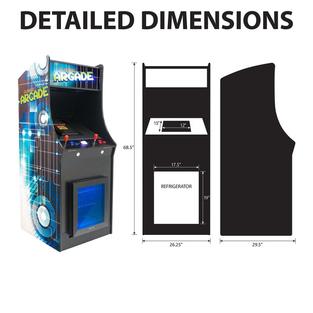 Detailed Dimensions Of The Creative Arcades Full Size Stand-up Commercial Grade Arcade Machine