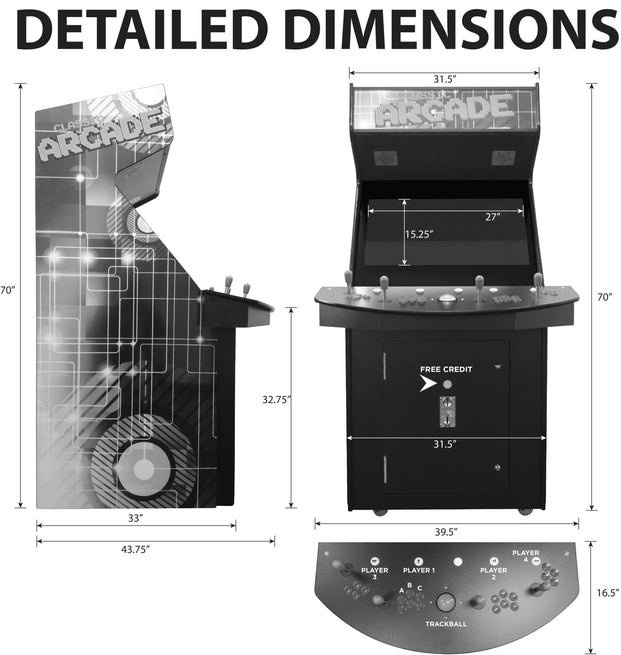 Detailed Dimensions For Classic Aracde Full-size Machine
