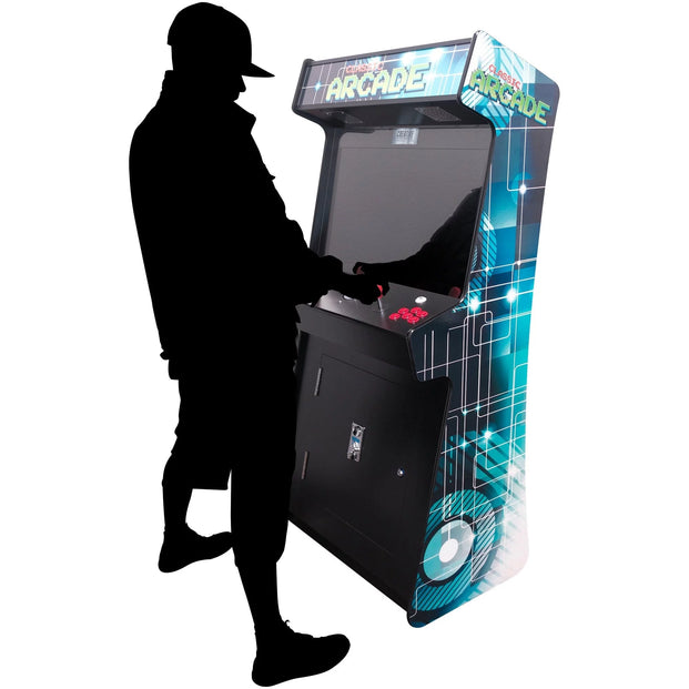 Person Playing Game 2P Slim Stand Up Arcade Machine