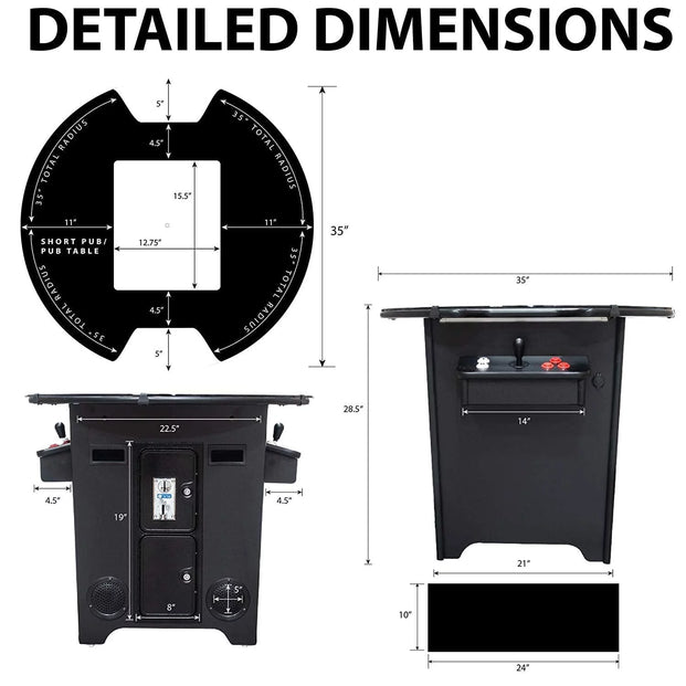 Detailed Dimensions Of An Arcade Rewind 60 Pub Table