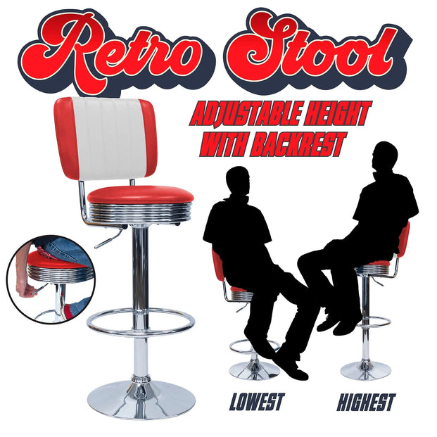 Retro Adjustable Bar Stool with Backrest