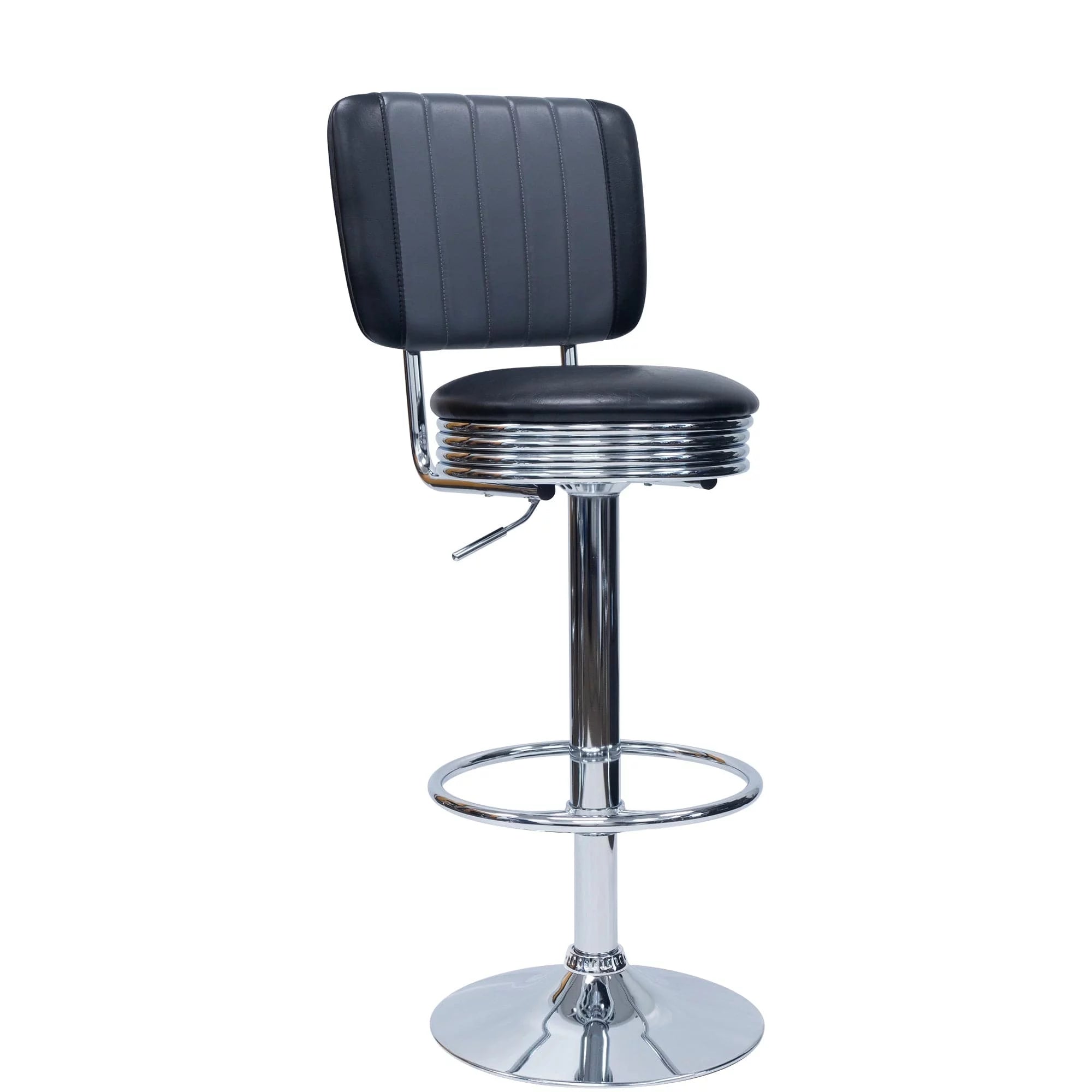 Adjustable shop discount stool with backrest