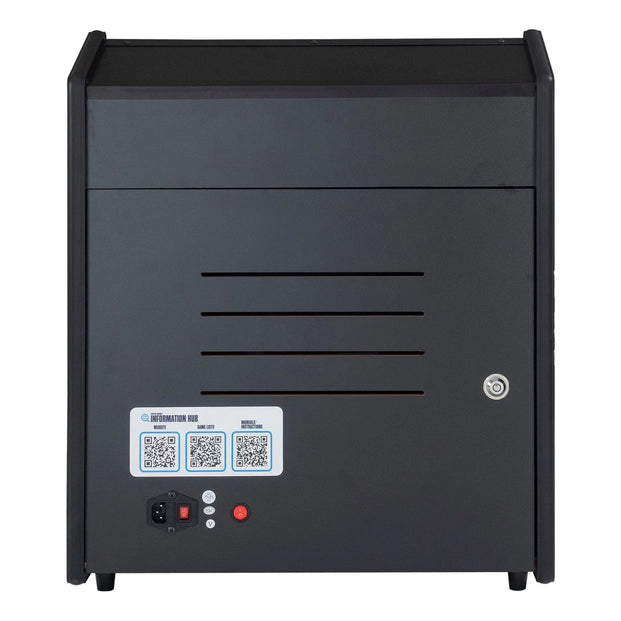 Back View Of A Black Electronic Cabinet Or Machine