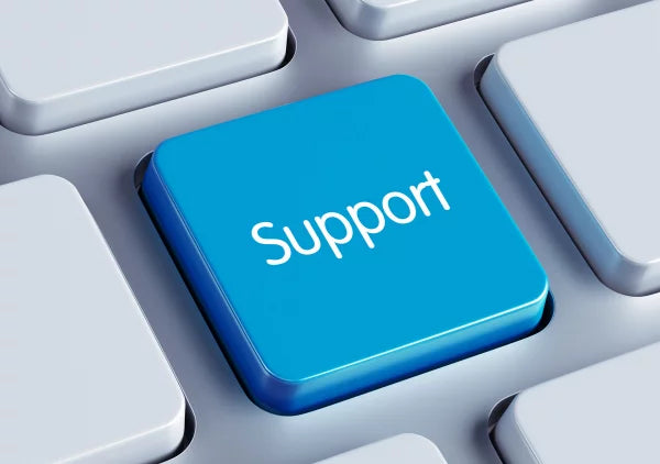 Keyboard With A Blue Key Labeled "support"