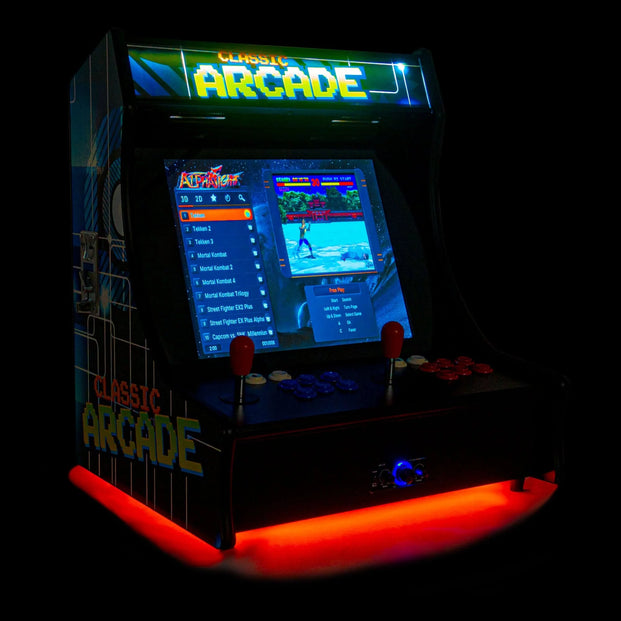 Classic Arcade Machine Glowing In The Dark