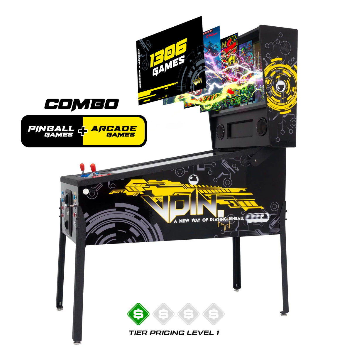 The Pincade Combo Pinball | Arcade All-In-One Machine | 1306 Games