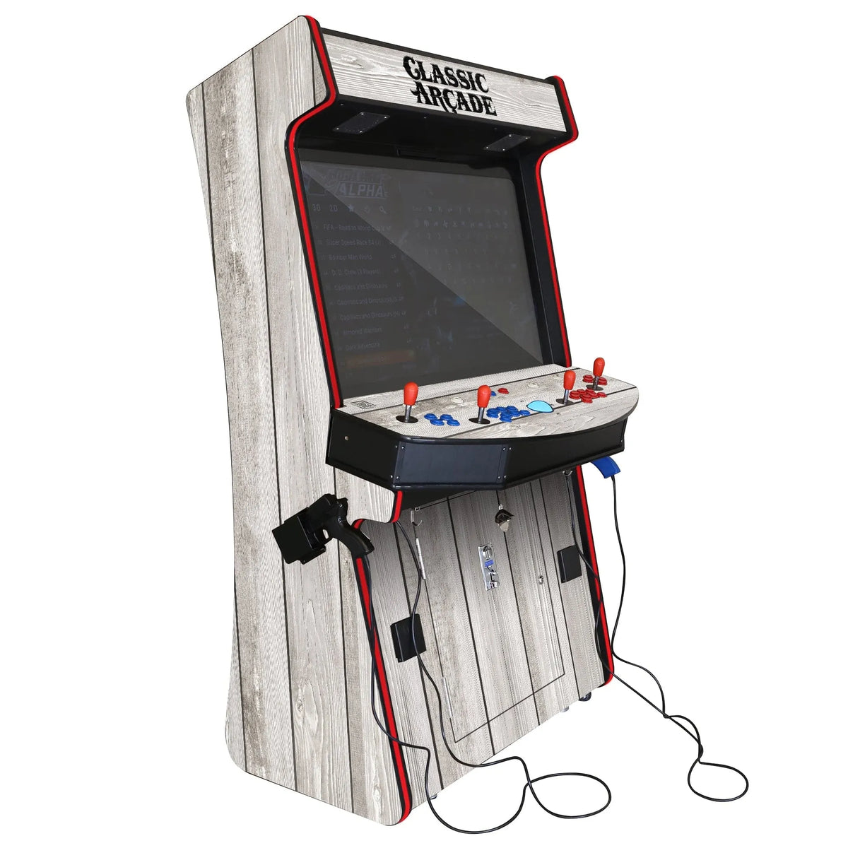 Classic Arcade Machine With A Light Wood Grain