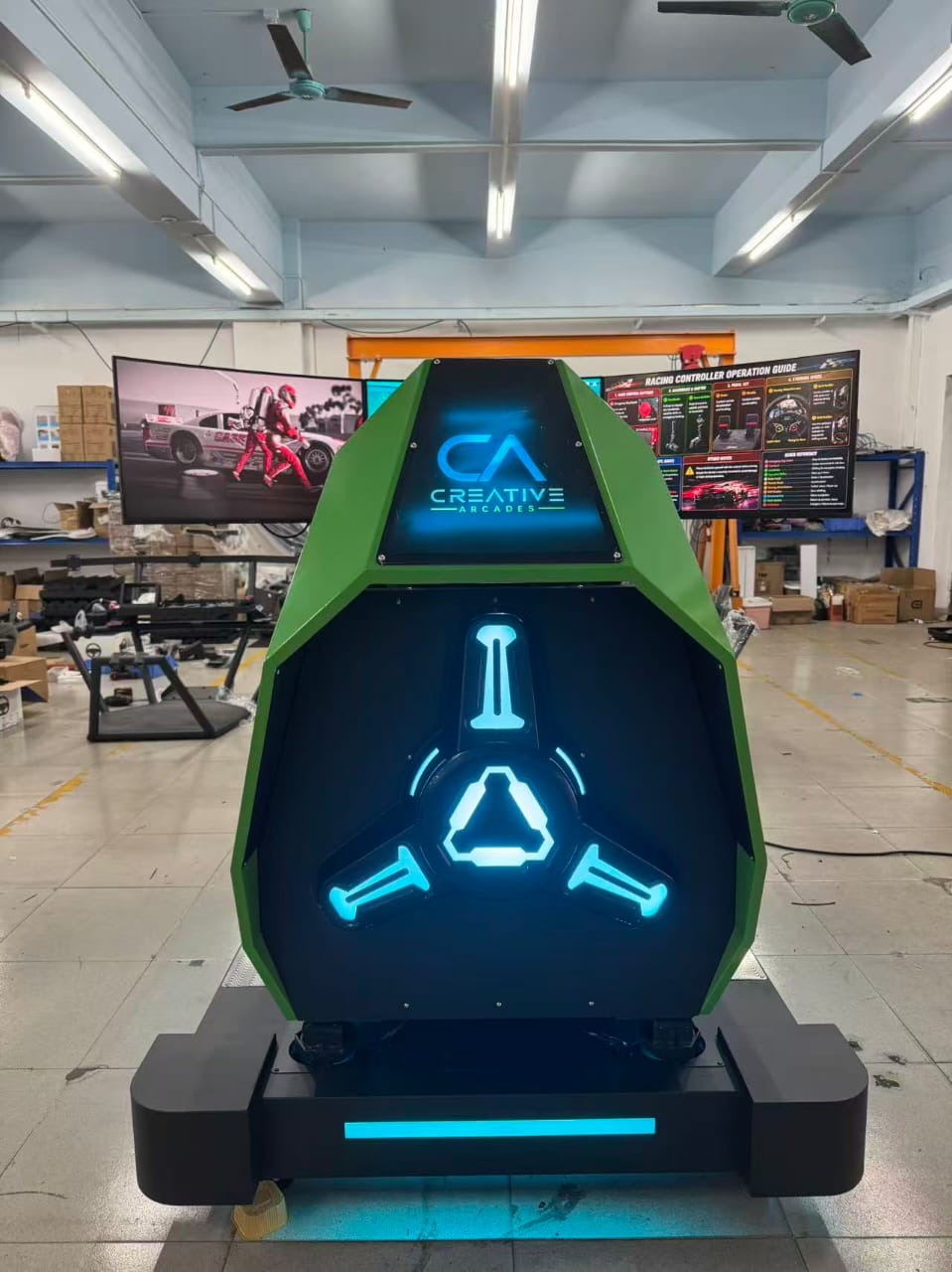 GT4 Ultra™ Sit Down Motion Hydraulic Cockpit Racing System with 180 degree Wide Screen Play and LED Cabinet Lights