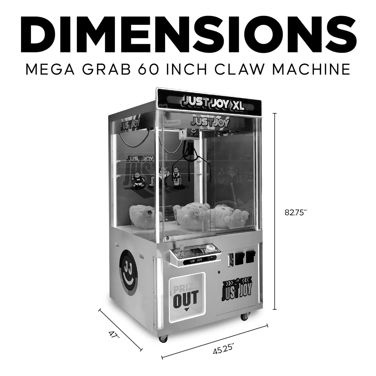 MegaGrab XL 60 Claw Machine with Neon Cabinet Lights