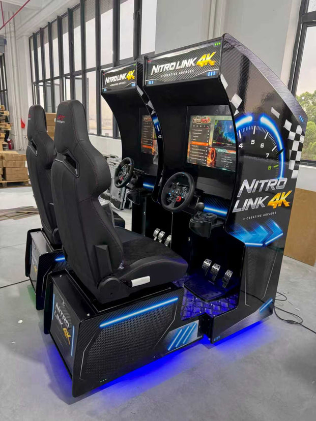 NEW Nitro Link 4K Racing Simulator Arcade Machine with Neon Cabinet Lights, Racing Simulators, Creative Arcades