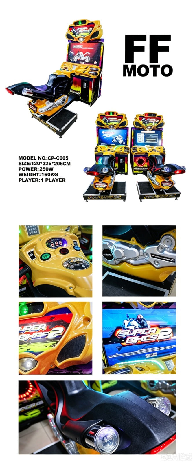 Super Bikes 2™ Sit Down Motorcycle Arcade with 43" Big Screen and LED Lighting, Racing Simulators, Creative Arcades