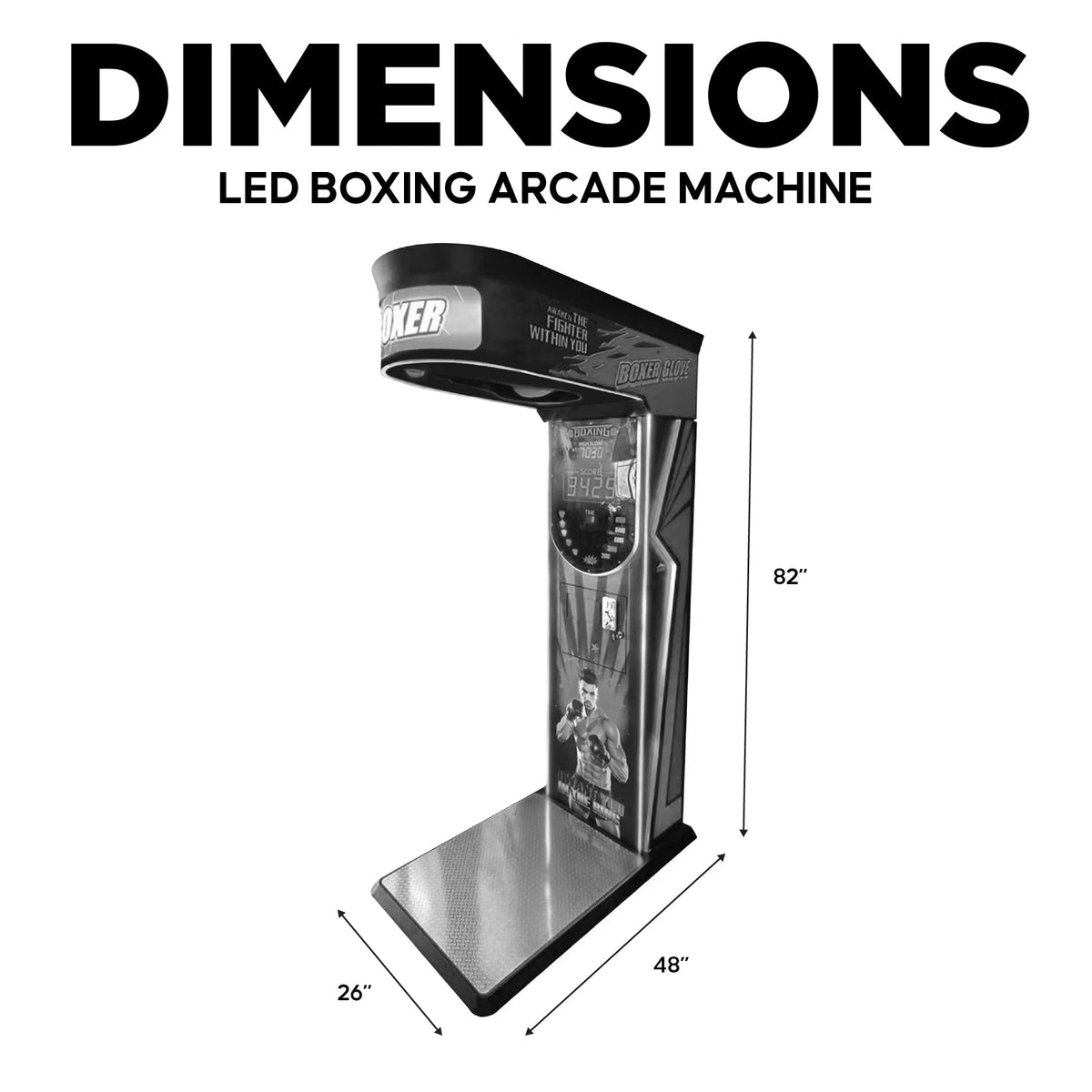 Dimensions Led Boxing Arcade Machine