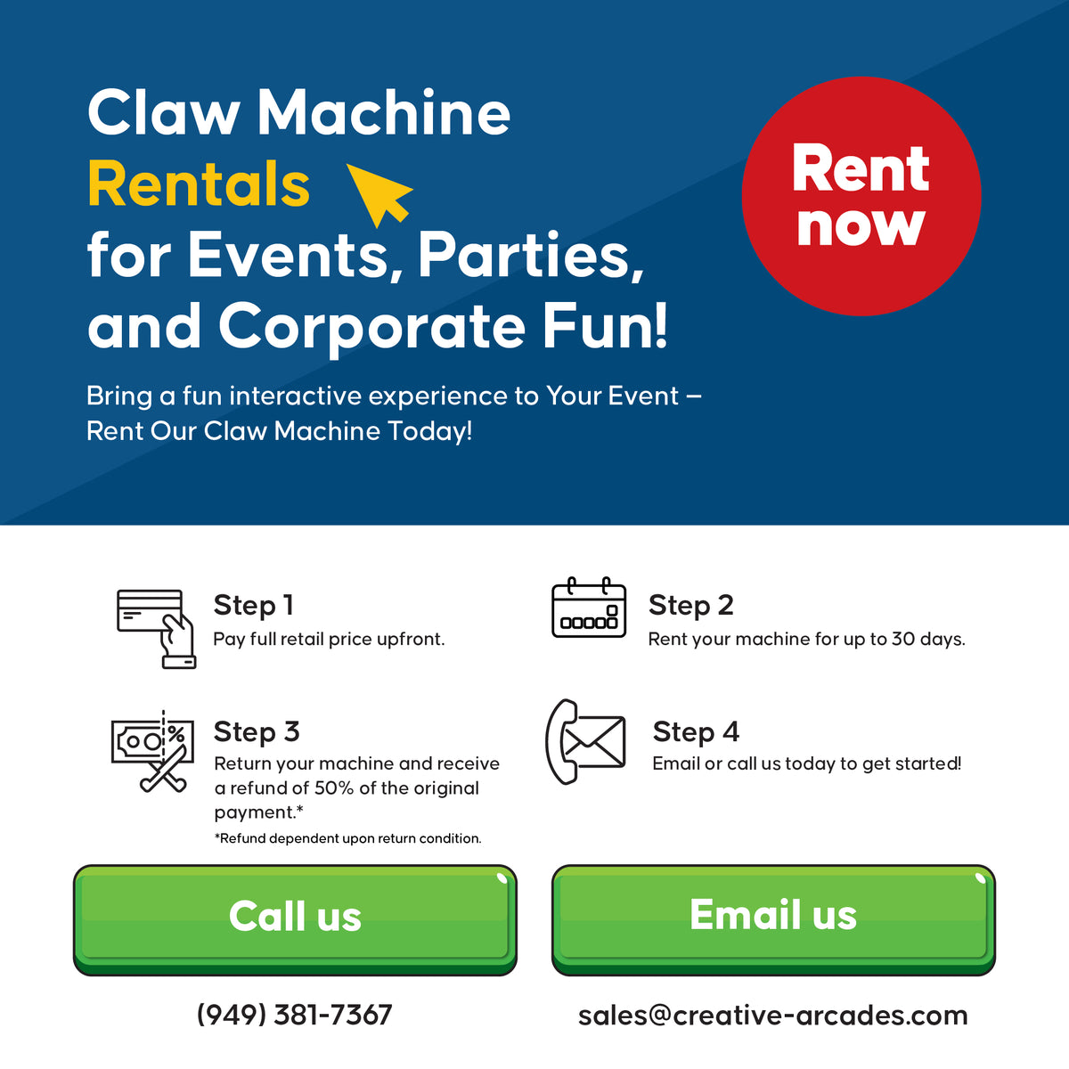 Doctor Catcher™ 31" Claw Machine with Marquee and 7 Neon Colored Cabinet Lights