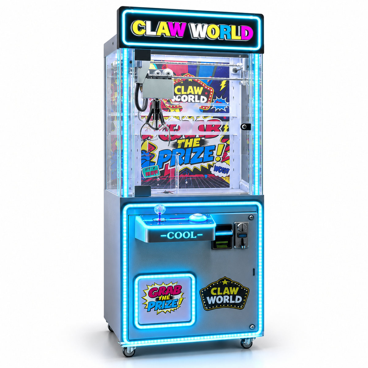 Claw World™ 31" Claw Machine with Neon Cabinet Lights and Marquee, Claw Machine, Creative Arcades