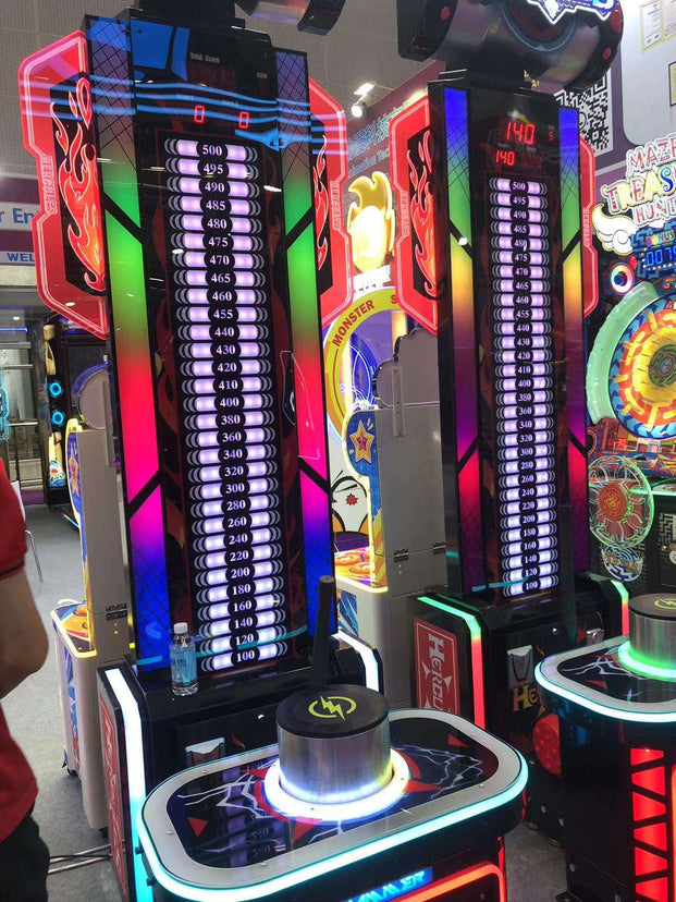 Hercules Power Strike™ High-Striker Hammer Arcade Machine with Neon Lights, Amusement Arcade, Creative Arcades