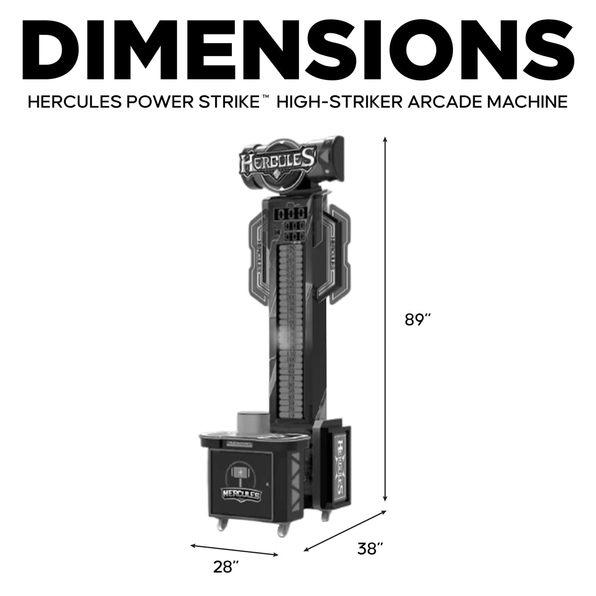 Hercules Power Strike™ High-Striker Hammer Arcade Machine with Neon Lights