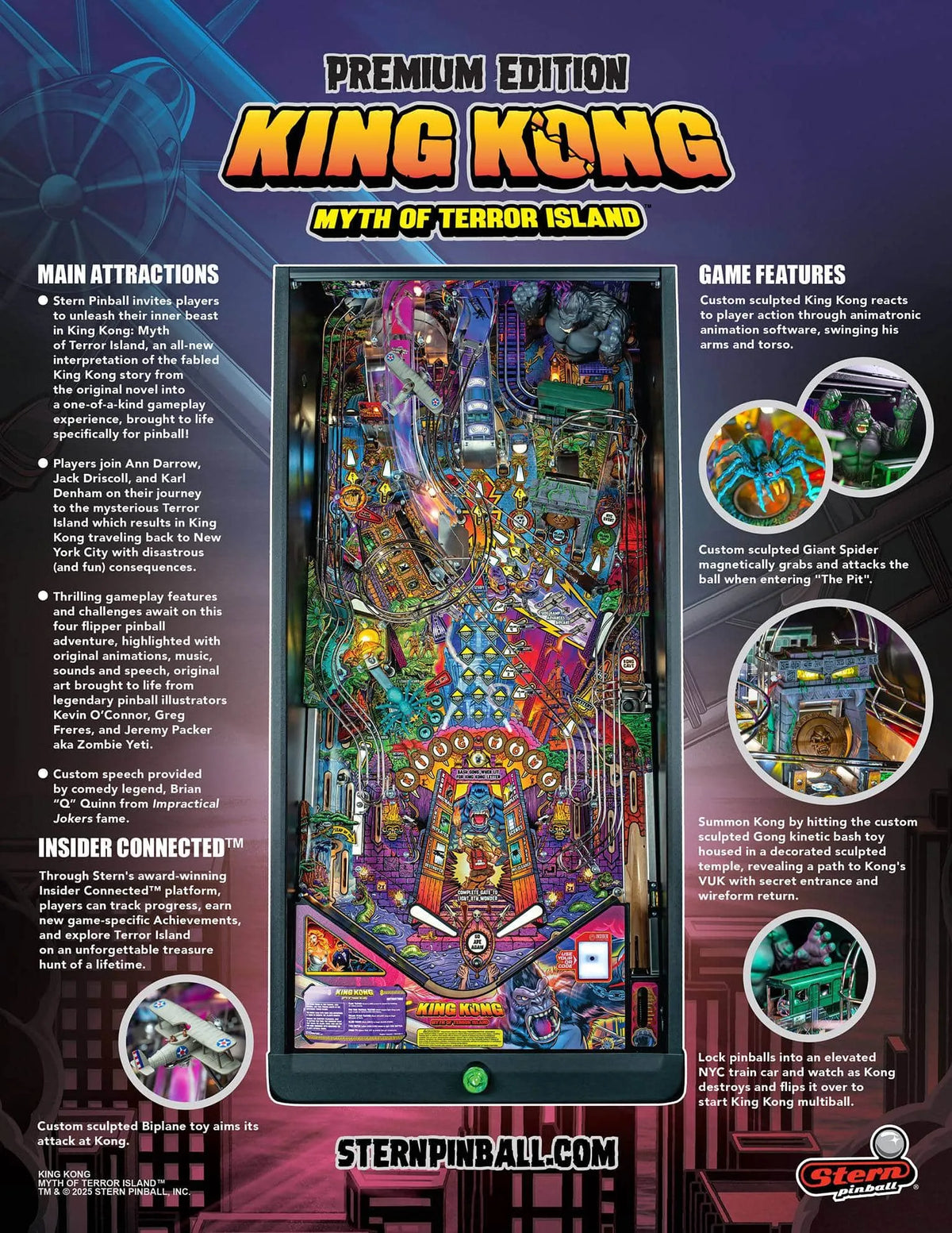 Premium King Kong: Myth of Terror Island Pinball Machine by Stern Pinball, Stern Pinball, Creative Arcades