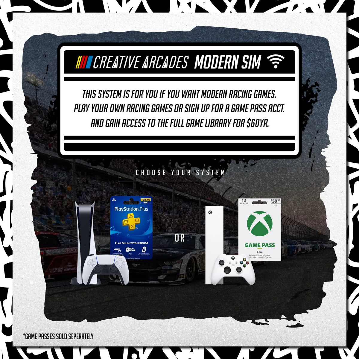Modern racing game console display