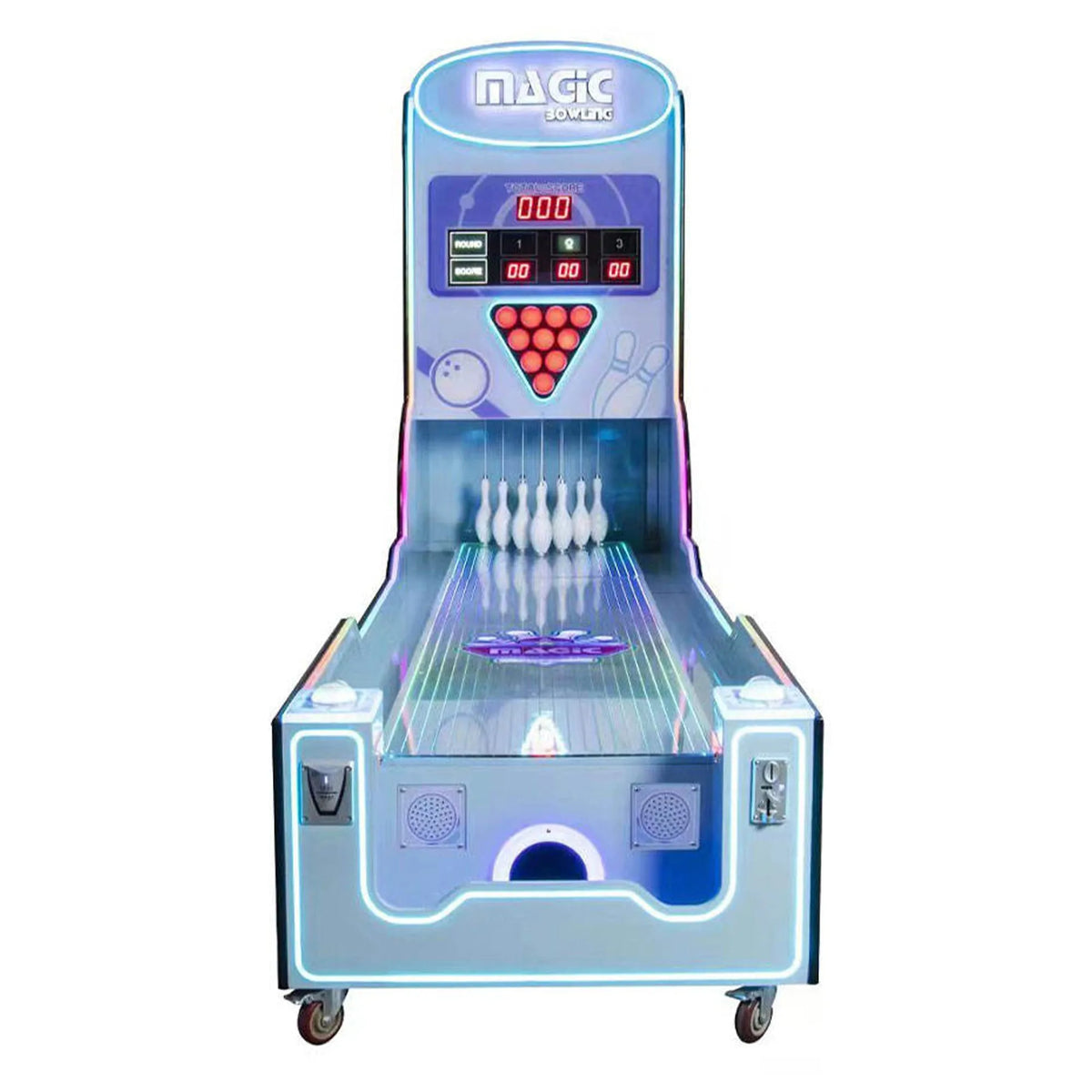 Magic Bowling Strike Zone™ Arcade with Real Pins and Neon Lights, Skeeball, Creative Arcades