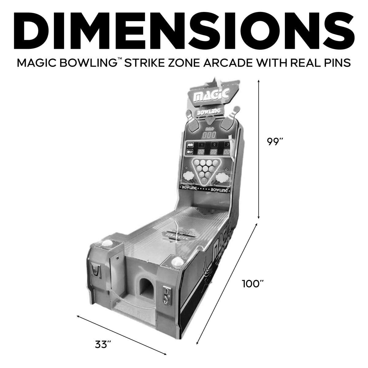 Magic Bowling Strike Zone™ Arcade with Real Pins and Neon Lights, Skeeball, Creative Arcades