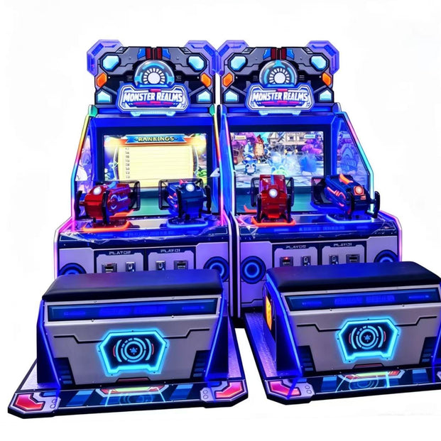 Monster Realm Kid Friendly Shooting Arcade with LED Cabinet Lights, Amusement Arcade, Creative Arcades