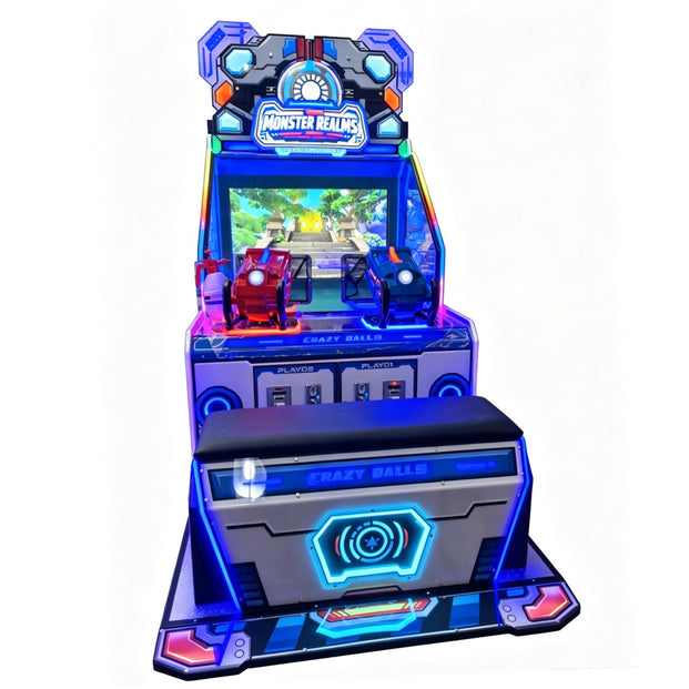 Monster Realm Kid Friendly Shooting Arcade with LED Cabinet Lights, Amusement Arcade, Creative Arcades