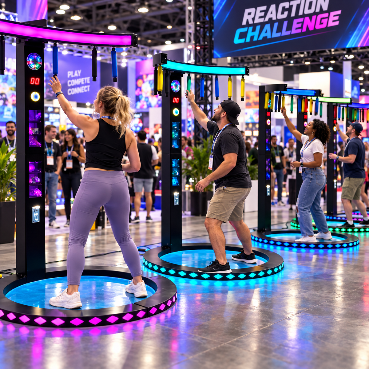 Reaction Ring™ Stick Catching Game with Neon LED Lights and Prize Windows, Amusement Arcade, Creative Arcades