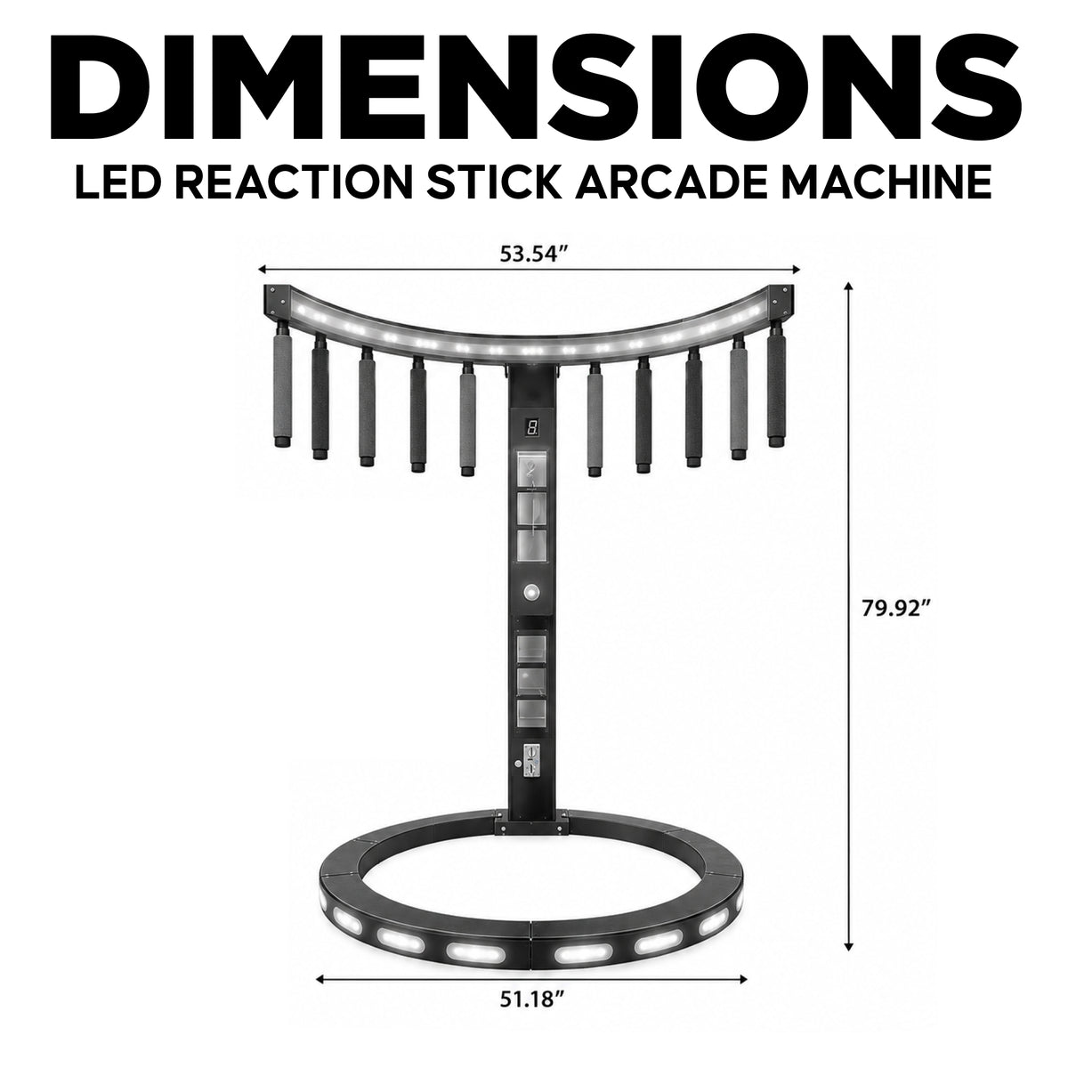 Reaction Ring™ Stick Catching Game with Neon LED Lights and Prize Windows, Amusement Arcade, Creative Arcades