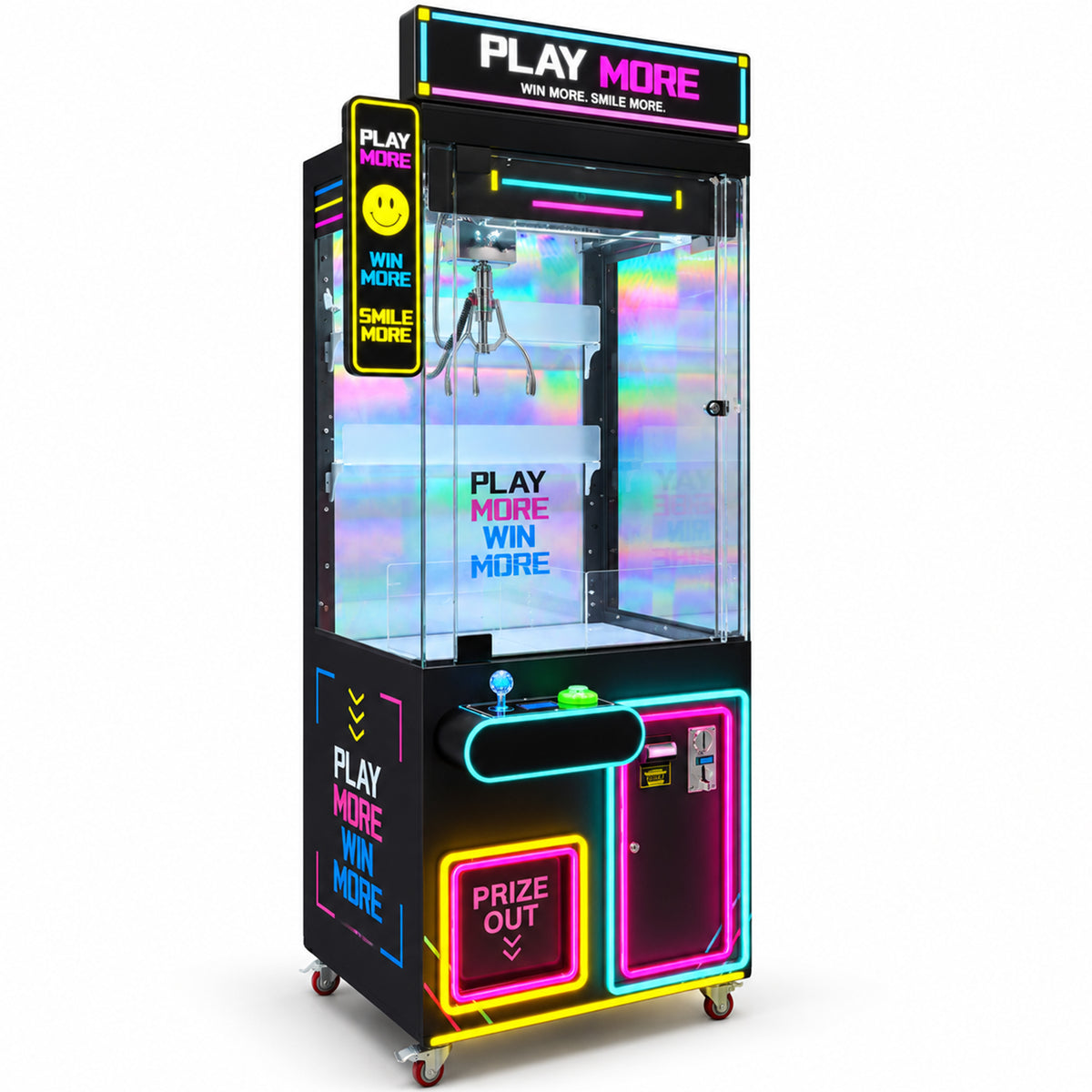 Play More™ 31" Claw Machine with Side Panel Sign and LED Cabinet Lights, Creative Arcades