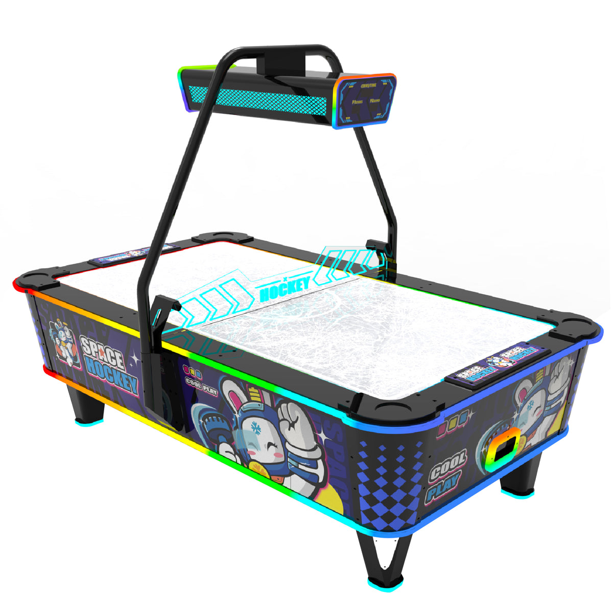 Space Hockey™ Air Hockey Table with Neon Cabinet Lights and Digital Scoreboard, Air Hockey Machine, Creative Arcades