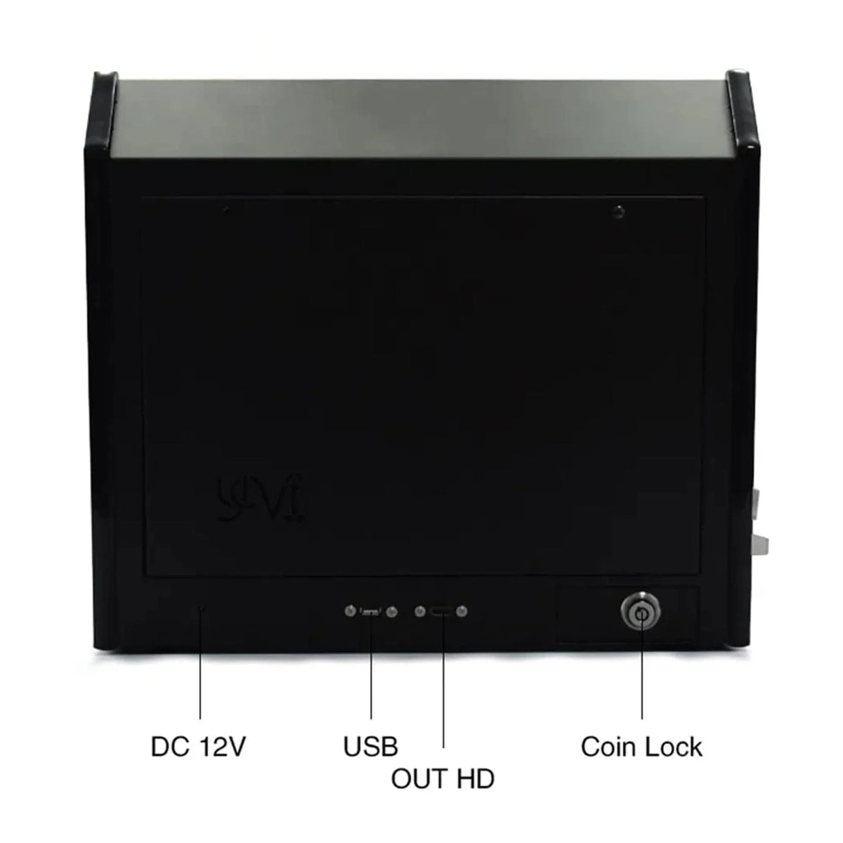 Black electronic device with ports