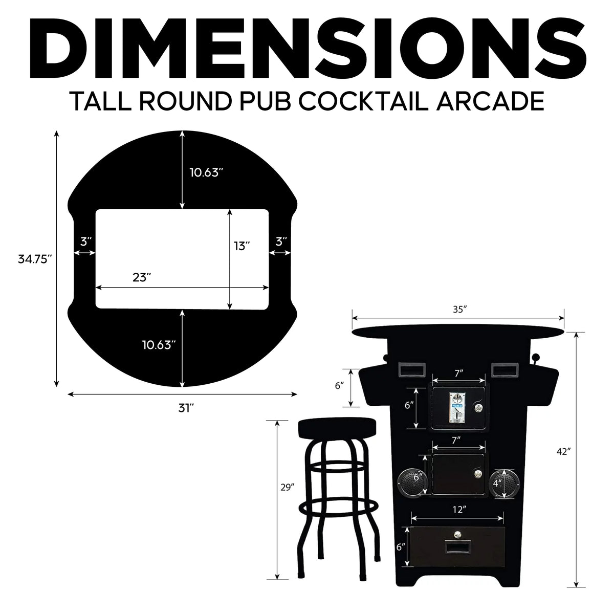 Tall Pub Cocktail Arcade Machine