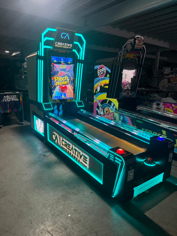 Heritage Collection Luxury Bowling Arcade Machine with Neon Cabinet Lights and Digital Screen, Skeeball, Creative Arcades